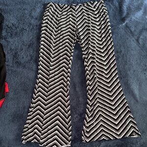 Hot Kiss Black and White Chevron Flare Pants
